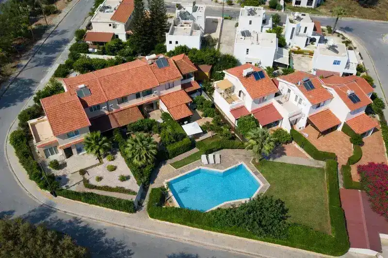 beach house larnaca cyprus aerial view private pool