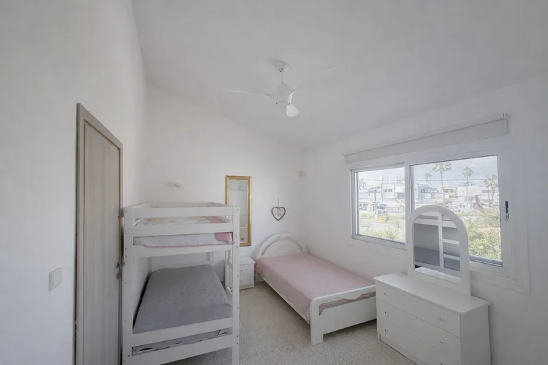 beachhouse cyprus family bedroom bunk bed bright modern interior.