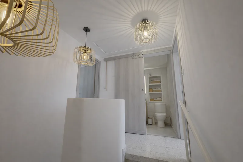 beachhouse cyprus modern hallway staircase lighting minimal interior