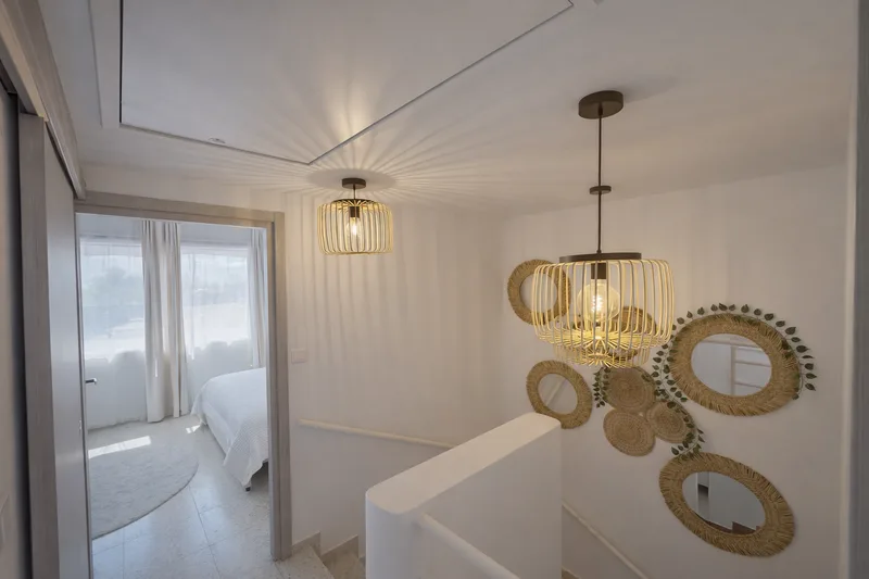 beachhouse cyprus modern staircase hallway design lighting bedroom access
